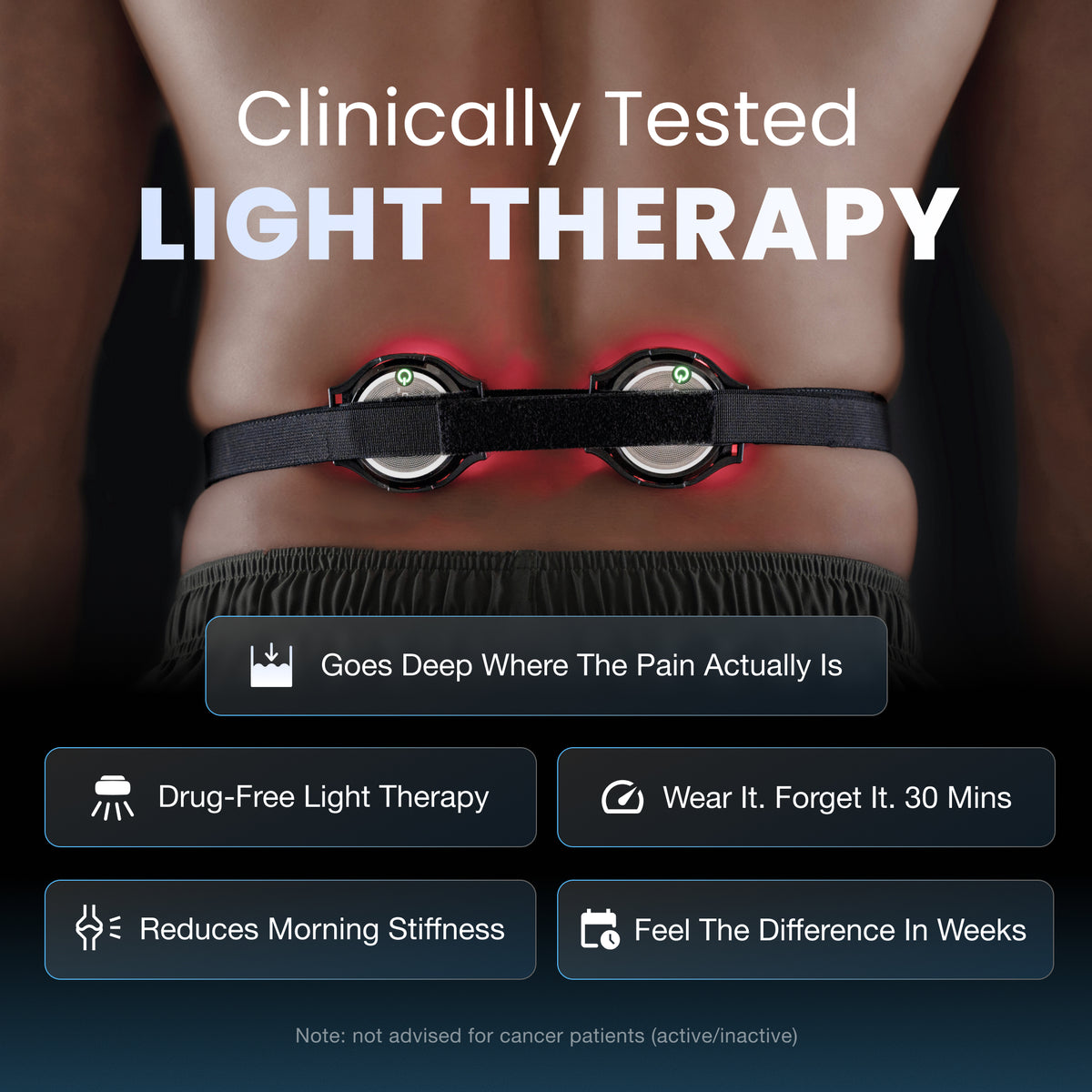 Curapod clinically tested light therapy worn on the lower back